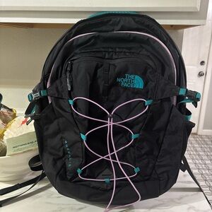 The North Face Borealis  Backpack with Teal and Pink Details
